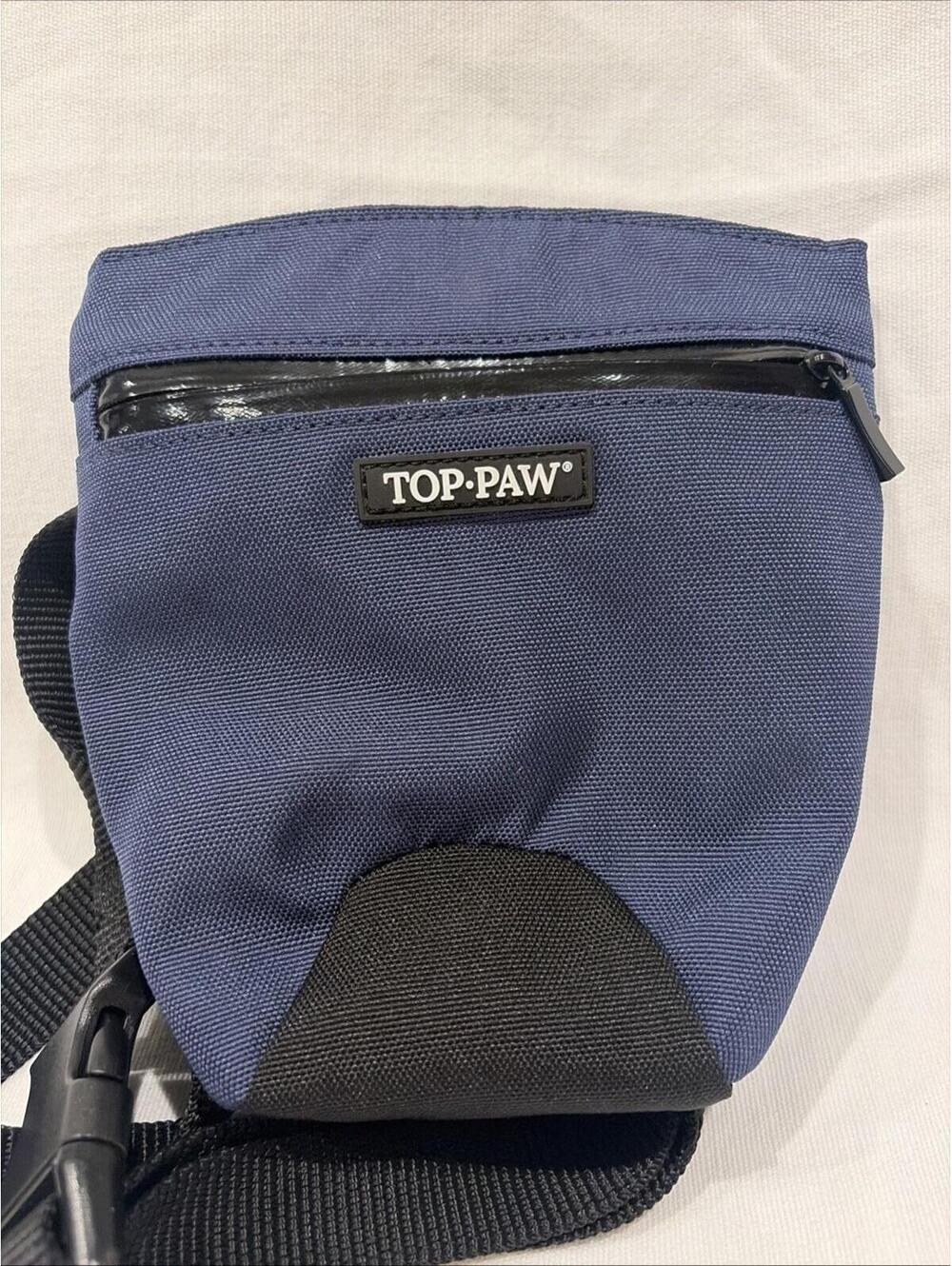 New Top Paw DOG TREAT Bag Pouch Purse For Training Walks Pet Gear 7” Navy Blue
